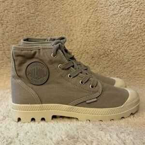 Palladium Pampa Hi Grey Canvas High Top Boots Womens 7.5 92352-071-M